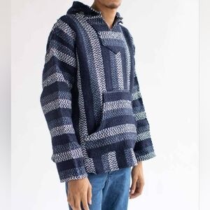 Baja Joe Ron Jon Surf Poncho Hoodie Medium Blue Pullover